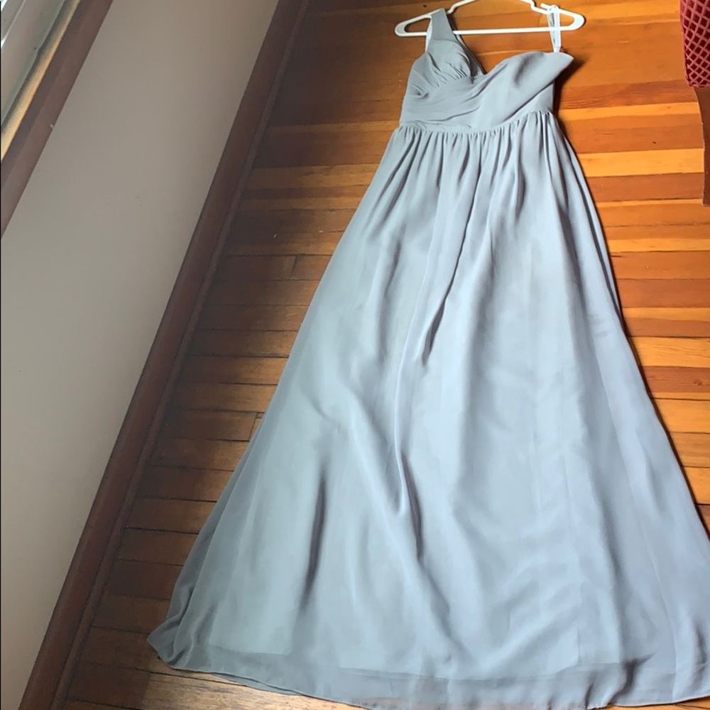 Gray Long One Shoulder Bridesmaid’s dress